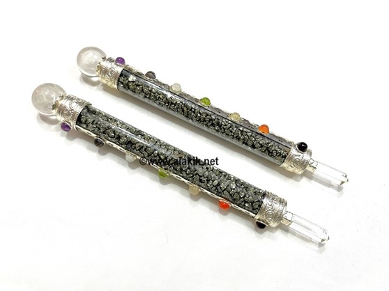 Picture of Sparkling Pyrite Glass Fill Chakra Healing Wand