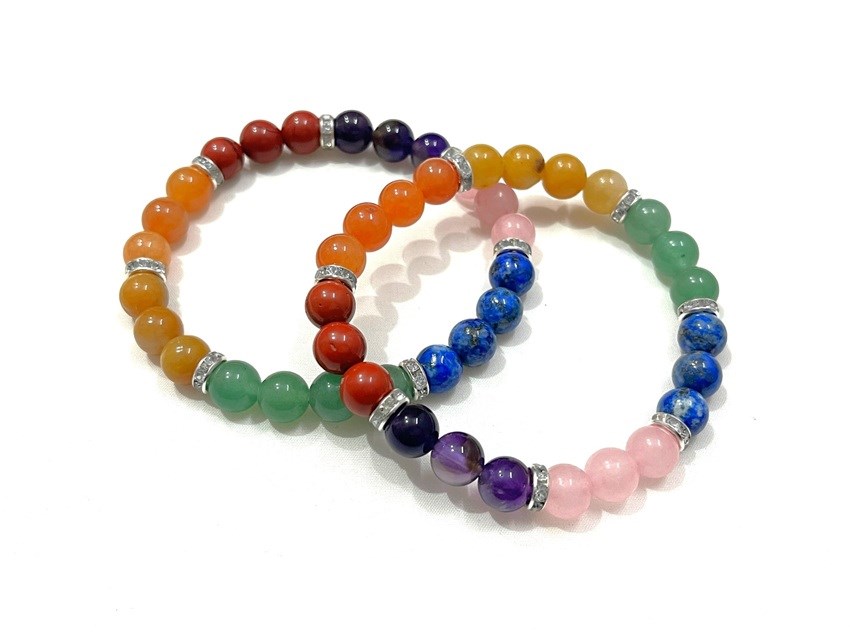 Picture of Chakra Elastic Bracelet with Diamond rings 9-10mm