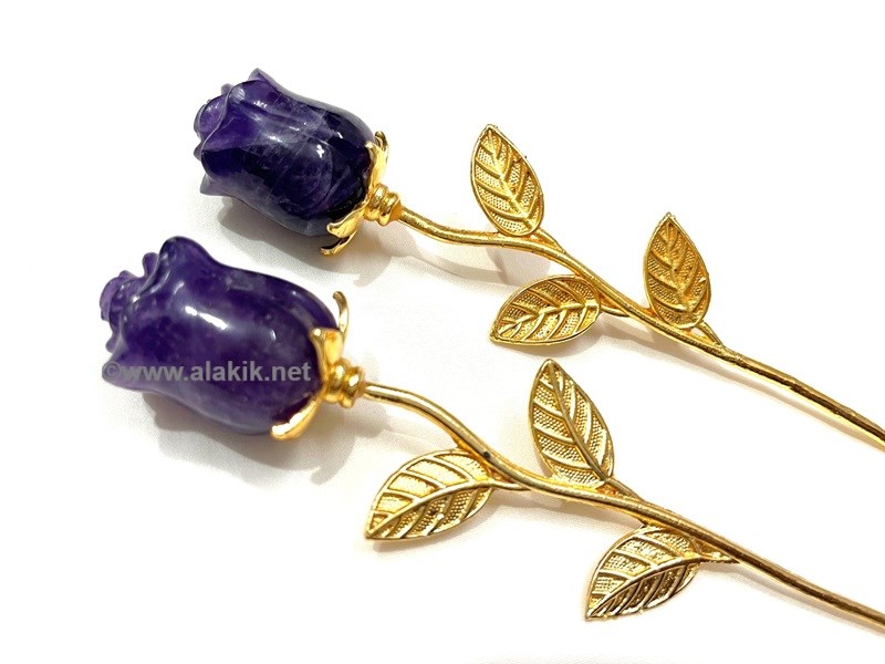 Picture of Amethyst Rose Flower with Golden Stem